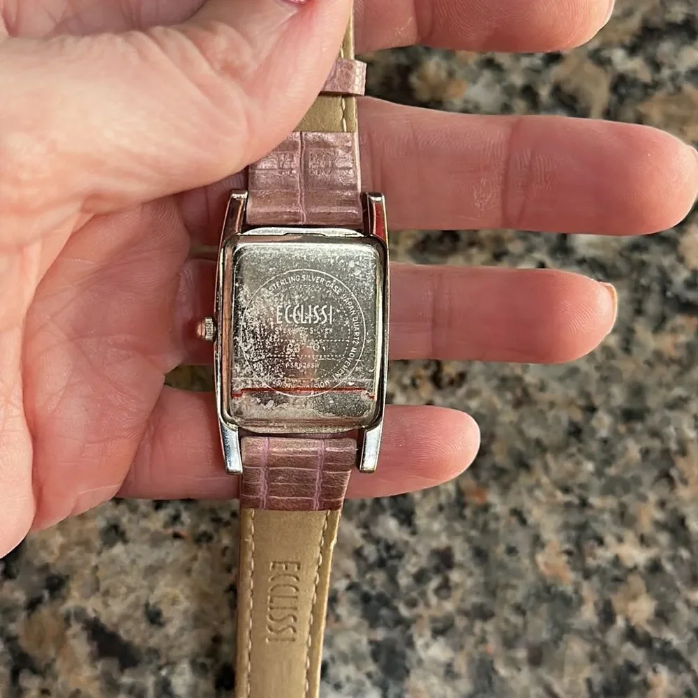 Vintage Sterling Silver Ecclissi Watch pink diamond design